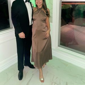 house of harlow 1960 brown halter neck dress